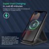 Portronics Freedom Fold 15W Foldable Wireless Charger with Premium PU Leather, 1 Mtr Type C Charging Cable Compatible with iPhone 8 & Above and Other QI Enabled Devices(Grey)