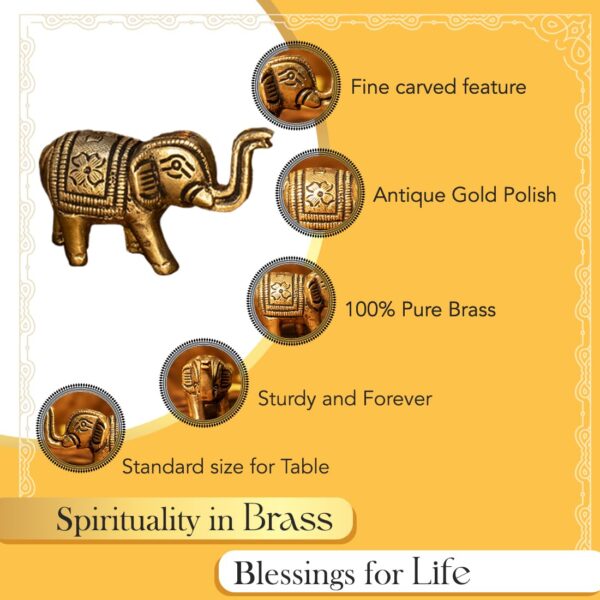 Ekhasa 100% Pure Brass Elephant Idol Showpiece Figurine Feng Shui (Small Size) | Vastu Items for Home décor for Good Luck | Elephant Decorative Items Show Pieces for Living Room (Set of 2)
