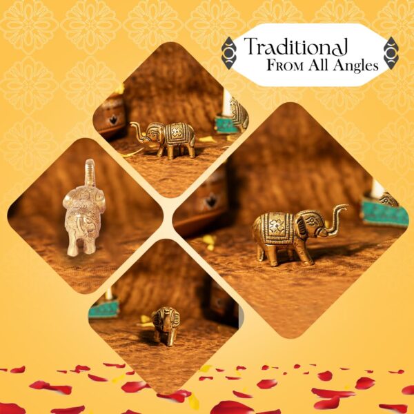 Ekhasa 100% Pure Brass Elephant Idol Showpiece Figurine Feng Shui (Small Size) | Vastu Items for Home décor for Good Luck | Elephant Decorative Items Show Pieces for Living Room (Set of 2)