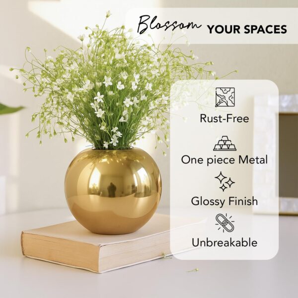 1774753071_Nostrae-by-Ekhasa-Unbreakable-Metallic-Ball-Flower-Vase-for-Home-Decor-Aesthetic-Flower-Vase-Gift-for-Living-Room-Decorative-Metal-Vase-Gift-for-Wedding-Housewarming.jpg Nostrae by Ekhasa Unbreakable Metallic Ball Flower Vase for Home Decor | Aesthetic Flower Vase Gift for Living Room | Decorative Metal Vase Gift for Wedding, Housewarming