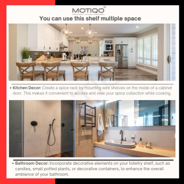 Wall Mount Black Glass Shelf for Bathroom Rack, Kitchen Shelf, Bathroom Accessories, Rack Shelves (18X6 INCH, PACK-02)