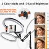 BROLAVIYA No Shadow Overhead Video Mobile Stand with Extra Long Metal Arm,10inch Selfie Ring Light,2 Way Base clamp 1/4" Adaptor for Camera, GoPro and Mobile Bracket for Desktop, Bedroom, Office