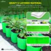 Anandi Green's Premium HDPE Uv Protected 260 GSM Round Shaped Green Colour Plants Grow Bags Suitable for Terrace and Vegetable Gardening 12x12 Inch Pack of 5 Grow Bags