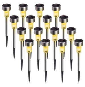 XSOURCE Solar Outdoor Lights, Solar Lights Outdoor Waterproof, Stainless Steel LED Pathway Lights Outdoor Solar Lights Solar Garden Lights for Patio, Lawn, Yard and Landscape (Warm White, Pack of 10)