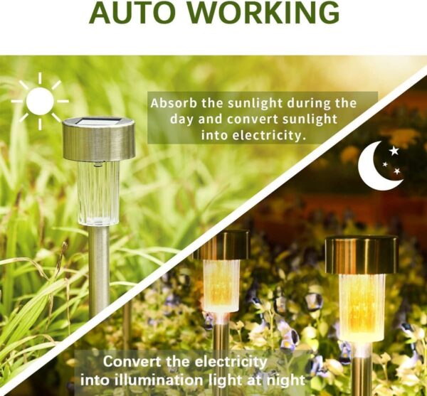 XSOURCE Solar Outdoor Lights, Solar Lights Outdoor Waterproof, Stainless Steel LED Pathway Lights Outdoor Solar Lights Solar Garden Lights for Patio, Lawn, Yard and Landscape (Warm White, Pack of 10)