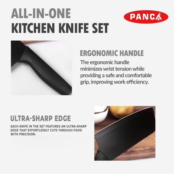 PANCA Knife Set of 3 Stainless Steel Knives for Kitchen| Sharp Edge Cutting Chef Knifes for Chopping Vegetables, Fruits, Multipurpose Knife, Kitchen Tools(Set of 3) (Black)