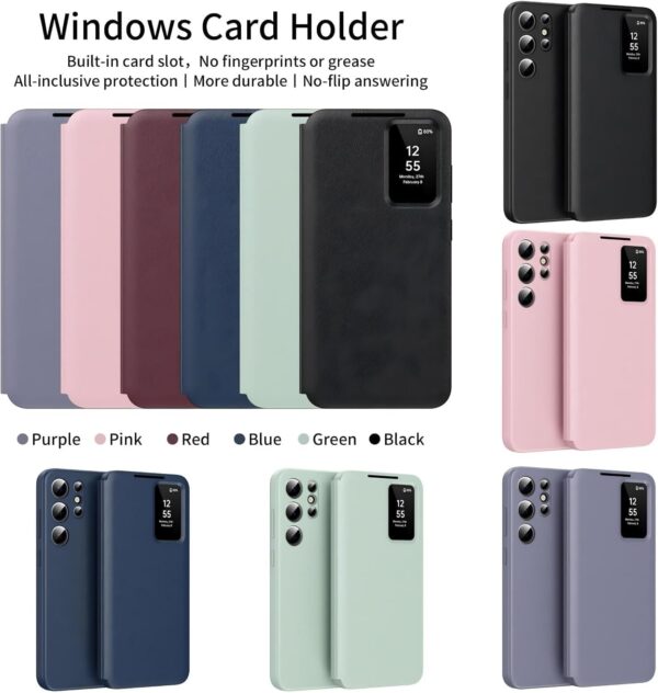 New Ultra Hybrid Smart View Wallet Case for Samsung Galaxy S26 Ultra (2026) | Flip Leather Cover with NFC Display Activation via App | Magnetic | Card Holder | Stand Feature (Purple)