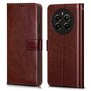 WOW IMAGINE Shock Proof Flip Cover Back Case Cover for Realme Narzo 70 | Realme Narzo 70 Pro | Realme 12 Plus | P1 5G (Flexible | Leather Finish | Card Pockets Wallet & Stand | Chestnut Brown)