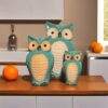 Home and More Jagat Singh and Sons Decorative Ceramic Family Figurine, Set of 3 Home Decor (Green owl Family)