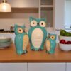 Home and More Jagat Singh and Sons Decorative Ceramic Family Figurine, Set of 3 Home Decor (Green owl Family)