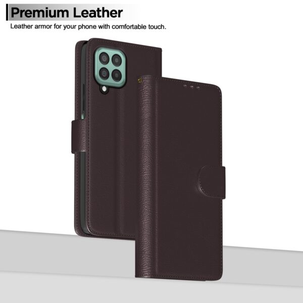 Pikkme Samsung Galaxy M33 5G Flip Cover | PU Leather Finish | 360 Protection | Wallet & Stand | Strong Magnetic Flip Case for Samsung Galaxy M33 5G (Coffee)