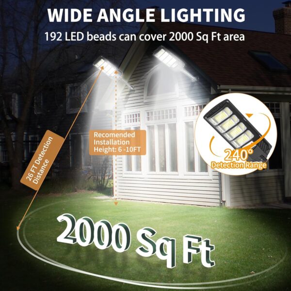 Lendro Plastic Solar Lights Outdoor Waterproof: 2 Pack LED Solar Dusk to Dawn Flood Light Outside 20000 Lumen Solar Powered Security Exterior Wall Mount Lamp Motion Sensor Remote Control