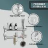 GLOXY Premium Multipurpose Adhesive Stickers Stainless Steel Bathroom Shelf with Soap Dish and Toothbrush Holder - 4 in 1 Bathroom Accessories Set - 15 x 5 Inches