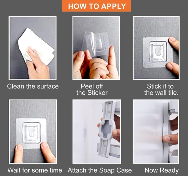 JIALTO Plastic Wall Mounted Double Layers Soap Dish Saver with Drain Tray, Adhesive Sponge Holder No-Drilling Soap Holder for Shower Bathroom Kitchen - Multicolour