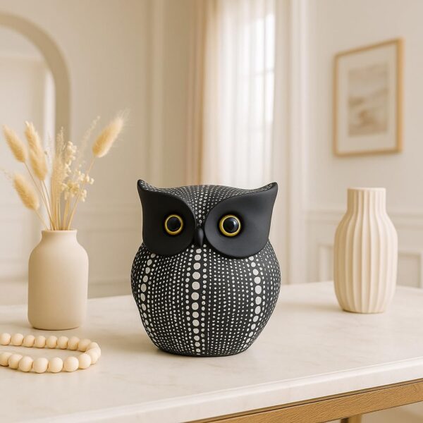 Xtore® Modern Classy Lucky Owl Resin Art Figure Showpiece -(Pack of 1, Black)