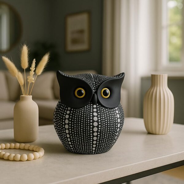 Xtore® Modern Classy Lucky Owl Resin Art Figure Showpiece -(Pack of 1, Black)