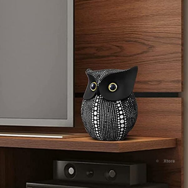 Xtore® Modern Classy Lucky Owl Resin Art Figure Showpiece -(Pack of 1, Black)