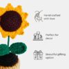 Greenkin Handmade Crochet Sunflower with Pot (Big) | Artificial Flowers for Car Dashboard, Office Table, Home Decor, Gifting | Knitted Crochet Flower | Artificial Sunflower Plant