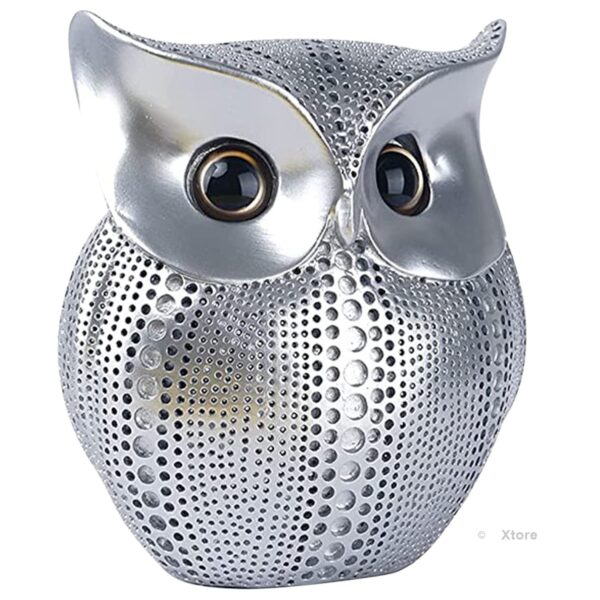 Xtore® Modern Classy Lucky Owl Resin Art Figure Showpiece (Silver), 1 Piece