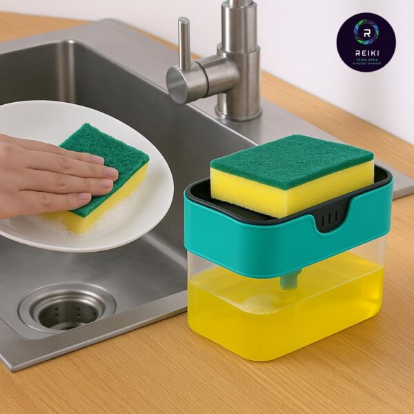 1774821965_REIKI-2-in-1-Soap-Dispenser-for-Kitchen-Accessories-Dishwasher-Liquid-Holder-Liquid-Dispenser-Pump-400-ML-with-Sponge-Holder-Kitchen-Sink-Accessories-Items.jpg REIKI 2 in 1 Soap Dispenser for Kitchen Accessories Dishwasher Liquid Holder Liquid Dispenser Pump 400 ML with Sponge Holder Kitchen Sink Accessories Items