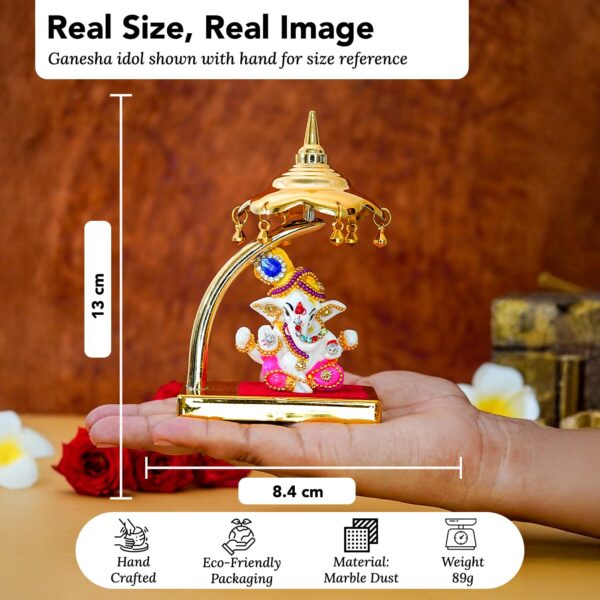 Ekhasa Ganesh Idol for Car Dashboard with Umbrella | Ganpati Idol for Cars | Vinayak Idols for Car Dash Board, Home Decor | Ganapathi for Home | Vinayagar Statue for Office Desk