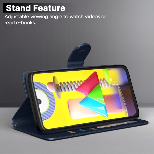 Pikkme Flip Cover Leather Finish | Inside TPU with Card Pockets | Wallet Stand and Shock Proof | Complete Protection Flip Case for Samsung Galaxy M31 / F41 / M31 Prime(Blue)