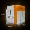 EMBOX 3 Pin Multi Plug Adapter with Individual Switch 3 Pin Plug Socket Safety Shutter Spike Buster Fuse Protected Adapter 3 Way Plug Extension for Home Office Travel-5A-250V, Pack of 1 Orange