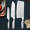3 Piece Stainless Steel Kitchen Knife Set,Sharp Chef Knife, Utility Knife & Cleaver with Ergonomic Anti-Slip Handle Professional Carbon Blades for Home & Restaurant Use.