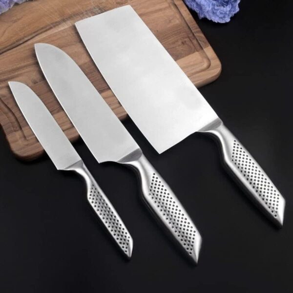 3 Piece Stainless Steel Kitchen Knife Set,Sharp Chef Knife, Utility Knife & Cleaver with Ergonomic Anti-Slip Handle Professional Carbon Blades for Home & Restaurant Use.