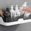Pack of 2 Self Adhesive Bathroom Shelf for Wall | No Drill Bathroom Organiser Without Drill | 2 Tier Plastic Bathroom Rack | Wall Mounted Storage Shelf for Shampoo & Toiletries | Bathroom Accessories