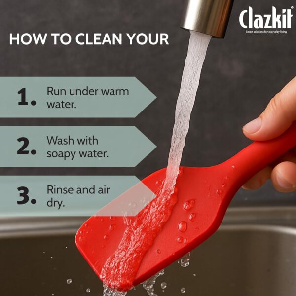 1774837680_Clazkit-Large-Spatula-Large-Spoon-Non-Stick-Silicone-Spatula-Set-for-Cooking-Baking-Seamless-Design-Food-Grade-BPA-Free-Dishwasher-Safe-RED-Set-of-2.jpg Clazkit Large Spatula & Large Spoon, Non-Stick Silicone Spatula Set for Cooking & Baking, Seamless Design Food-Grade & BPA-Free, Dishwasher Safe (RED) Set of 2