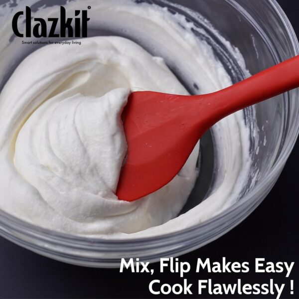 1774837681_Clazkit-Large-Spatula-Large-Spoon-Non-Stick-Silicone-Spatula-Set-for-Cooking-Baking-Seamless-Design-Food-Grade-BPA-Free-Dishwasher-Safe-RED-Set-of-2.jpg Clazkit Large Spatula & Large Spoon, Non-Stick Silicone Spatula Set for Cooking & Baking, Seamless Design Food-Grade & BPA-Free, Dishwasher Safe (RED) Set of 2