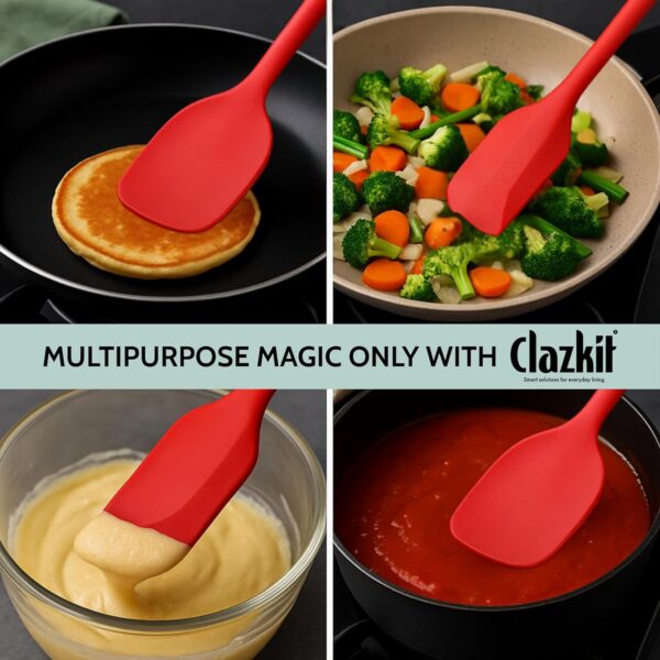 1774837682_Clazkit-Large-Spatula-Large-Spoon-Non-Stick-Silicone-Spatula-Set-for-Cooking-Baking-Seamless-Design-Food-Grade-BPA-Free-Dishwasher-Safe-RED-Set-of-2.jpg Clazkit Large Spatula & Large Spoon, Non-Stick Silicone Spatula Set for Cooking & Baking, Seamless Design Food-Grade & BPA-Free, Dishwasher Safe (RED) Set of 2