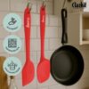Clazkit Large Spatula & Large Spoon, Non-Stick Silicone Spatula Set for Cooking & Baking, Seamless Design Food-Grade & BPA-Free, Dishwasher Safe (RED) Set of 2