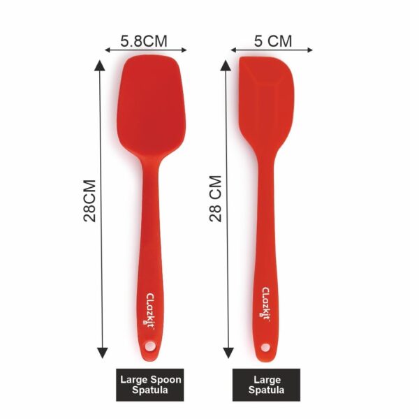 1774837684_Clazkit-Large-Spatula-Large-Spoon-Non-Stick-Silicone-Spatula-Set-for-Cooking-Baking-Seamless-Design-Food-Grade-BPA-Free-Dishwasher-Safe-RED-Set-of-2.jpg Clazkit Large Spatula & Large Spoon, Non-Stick Silicone Spatula Set for Cooking & Baking, Seamless Design Food-Grade & BPA-Free, Dishwasher Safe (RED) Set of 2