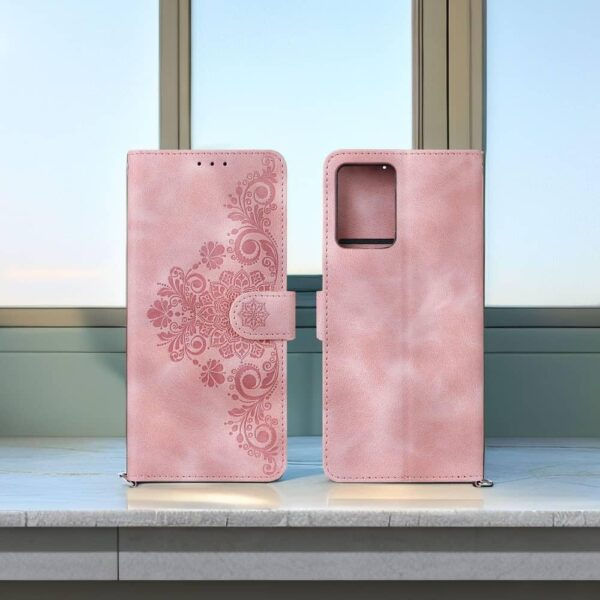 amazon basics Moto Edge 60 Fusion 5G Flip Cover | Card Pockets Wallet & Stand | Flip Cover for Moto Edge 60 Fusion 5G (Pink Flower)