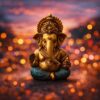 Luxaro mart Golden Ganesh Idol Murti for Car Dashboard, Home Mandir & Office Desk | 3.3 Inch Ganesha | Premium Gold Finish Ganpati Idol for Home Decor, Gift & Pooja