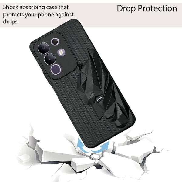 NIUKIN Silicone Mobile Case for Vivo T4x 5G / iQOO Z10x 5G | 3D Engraved Design | Shockproof Scratch Proof Cover | Black