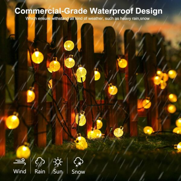 Solar String Lights Outdoor 20 LED Crystal Ball Lights | Waterproof Decorative Garden Lights | Warm Yellow Solar Fairy Lights for Patio, Lawn, Home, Balcony and Party Decor