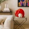 LIFEHAXTORE® Home Décor Lucky Charm Elephant Mother and Kid Set | Piano Finish Ceramic Figures - (Set of 2 Piece, Red White)