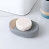 4-Piece Ceramic Bathroom Accessory Set | Soap Dispenser, Toothbrush Holder, Tumbler & Soap Dish | Modern Stone Finish Bathroom Set for Home & Hotel