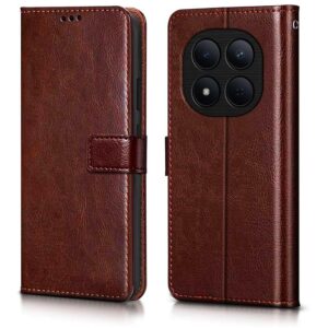 WOW IMAGINE Shock Proof Flip Cover Back Case Cover for Redmi Note 15 Pro 5G (Flexible | Leather Finish | Card Pockets Wallet & Stand | Brown)