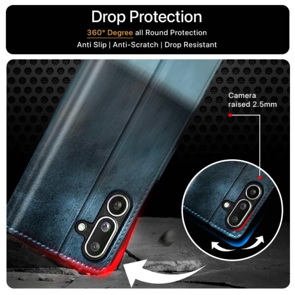 1774856358_FLIPPED-Vegan-Leather-Flip-Case-Back-Cover-for-Samsung-Galaxy-M36-5G-Samsung-Galaxy-F36-5G-Flexible-Shock-Proof-Hand-Stitched-Leather-Finish-Card-Pockets-Wallet-Stand-Blue-with-Aquamarine.jpg FLIPPED Vegan Leather Flip Case Back Cover for Samsung Galaxy M36 5G | Samsung Galaxy F36 5G (Flexible, Shock Proof | Hand Stitched Leather Finish | Card Pockets Wallet & Stand | Blue with Aquamarine)