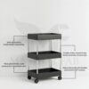 MASHUR FAB Multi Trolly Multipurpose Portable Storage Floor Standing Or Tabletop Rack|Trolley with Wheels for Kitchen Storage, Tiered Shelf (Stainless Steel, 3 Tier)