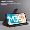 Pikkme Flip Cover Leather Finish | Inside TPU with Card Pockets | Wallet Stand and Shock Proof | Complete Protection Flip Case for Samsung Galaxy M35 5G (Coffee)