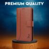 AIBEX ® Compatible for Vivo T5X 5G / Vivo Y51 Pro 5G / iQOO Z11X 5G Flip Cover Leather Finish | Inside TPU with Card Pockets | Wallet Stand | Complete Protection Flip Case Brown
