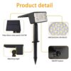 GIGALUMI GL-701 Solar Landscape Spotlight 49 LED 1500mAh Li-ion Battery Outdoor Light 160lm Ground Spot Lamp with 1W Polysilicon Panel for Yard Garden Driveway Porch Patio (Pack of 1)