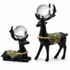 CHIBRO Decorative Crystal Ball Animal Showpiece for Home Décor | Swan & Deer Design Polyresin Table Décor with Glass Ball | Living Room, Office & Gift Item (Premium Black Deer Couple Showpiece)