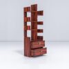Sheesham Wood Free Standing Book Shelf | Multipurpose Bookshelf Storage Display Rack with 8 Shelf & 2 Drawer with Lock for Ofice | Decorative Corner Shelf Bookcase for Home Decor | Honey