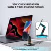 Amkette Ergo 360° Rotation Mobile Phone Holder, Foldable Design Mobile Stand with Stable Metallic Round Base, Multiple Height & Angle adjustments for Smartphones, Tablets, Kindles & iPad, (Black)
